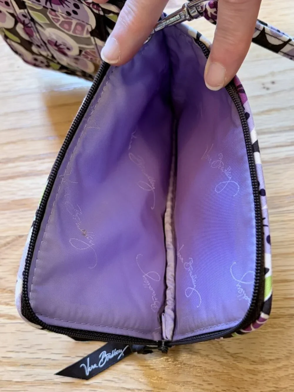 Vera Bradley Retired Plum Petals Double ID Wristlet Bifold Wallet NWT
